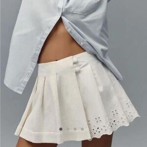 Maeve Cream Skater Skirt with Eyelet Detail